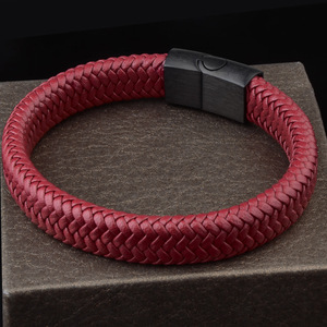 <span class=keywords><strong>Bracciale</strong></span> da <span class=keywords><strong>uomo</strong></span> Chanfar in vera pelle intrecciata e acciaio inossidabile di alta qualità - Product Image 5