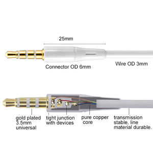 Placcato oro 4 poli 3.5 millimetri <span class=keywords><strong>aux</strong></span> audio cable car stereo <span class=keywords><strong>aux</strong></span> cavo maschio a maschio cavo per la cuffia altoparlante del telefono mobile del computer portatile - Product Image 6