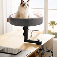 Lit pour chat réglable 2-en-1 à fixer au bureau et support pour casque, hamac pour mobilier de bureau, idéal pour la maison, le bureau ou les configurations de jeu