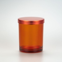 10oz 10,5 oz Clear Amber Glass Zylinder Kerzen gläser mit Metallic Amber Metall deckel für Home Decoration Candle Making Dekorieren
