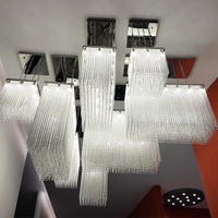 Lustre rectangulaire sur mesure en cristal, suspension artistique moderne pour hall d'hôtel, salle de mariage, projet commercial, décoration