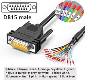 Cable de Extensión Serial Macho DB15 26AWG, Conector Adaptador Chapado en Oro, Extremo de Cable Desnudo, Herramienta de Diagnóstico Automotriz, Personalizable - Product Image 3