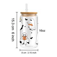 Mug en verre de 16 oz personnalisé avec logo Ghost Reader, directement de l'usine, avec couvercle en bambou et paille, idéal pour les événements d'Halloween