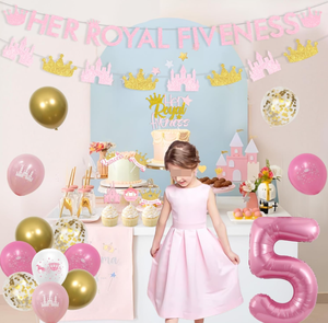 Guirnalda <span class=keywords><strong>de</strong></span> Pancartas <span class=keywords><strong>de</strong></span> Feliz Cumpleaños Rosa, Adornos para Pasteles y Cupcakes, Juego <span class=keywords><strong>de</strong></span> Globos Metálicos Impresos para Fiesta <span class=keywords><strong>de</strong></span> Cumpleaños <span class=keywords><strong>de</strong></span> Princesa <span class=keywords><strong>de</strong></span> 5 Años - Product Image 3