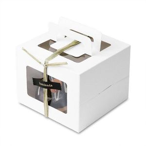 Op maat gemaakte recyclebare stevige taartverpakkingen met matte laminatie, hoog transparant venster en handgrepen - Product Image 4