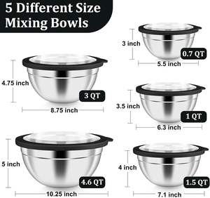 In Stock Wholesale Kitchen Salad <b>Mixing</b> <b>Bowls</b> Set of 3 Metal Stainless Steel <b>Mixing</b> <b>Bowl</b> <b>With</b> <b>Lid</b> - Product Image 2
