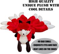 Oreiller de voyage en peluche en forme de renard roux personnalisé, peluche réaliste à neuf queues, jouet en peluche