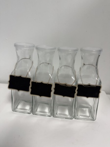 Carafe en verre avec couvercle, lot de 4 carafes carrées en verre, récipients à jus, pichets, distributeurs de boissons pour boissons froides, eau, jus, thé, vin - Product Image 6
