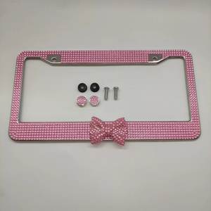 Marco para Placa de Matrícula Estándar Estadounidense, Marco para Placa de Matrícula de Acrílico con Cristales y Adorno de Lazo, Marcos para Placa de Matrícula Personalizados - Product Image 4