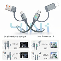 Cable de Carga Rápida PD 4 en 1, Tipo-C, Nylon Trenzado, USB C a C, 8 Pines, 3A, Cable de Datos Multifuncional para Todos los Teléfonos Inteligentes
