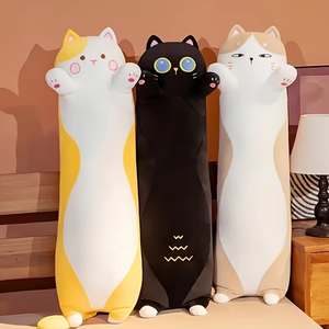 Vente en gros de poupées design à longue bande mignonnes et douces animaux kawaii, poupées animées, jouets en peluche chat rose, oreiller jetable - Product Image 1