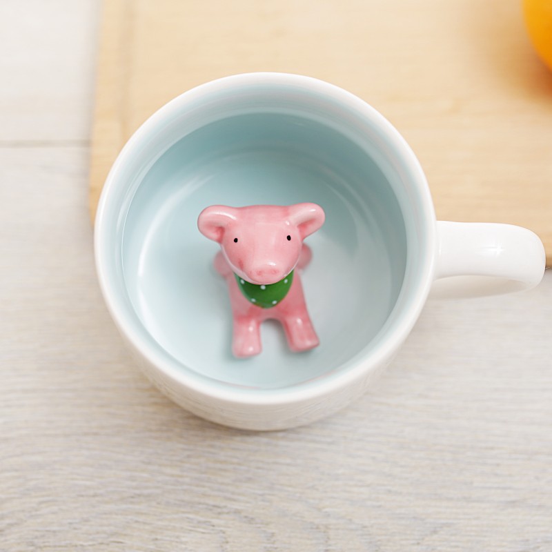 Tasse blanche - petit cochon