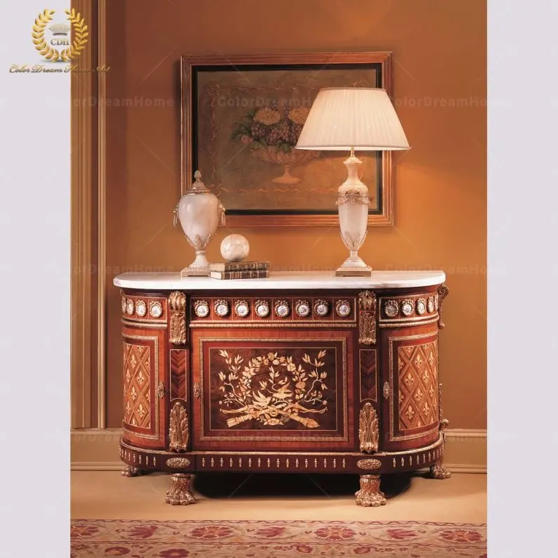 Классическая мебель для гостиной, консольный стол с мраморной поверхностью