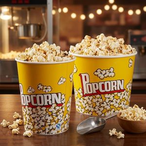 Seau à popcorn en papier jetable écologique de grande taille, personnalisé, de qualité alimentaire, pour hamburgers, cinéma, fêtes foraines - Product Image 1