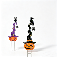 Chapeau de sorcière étoilé OEM ODM avec araignée, décorations d'Halloween effrayantes, piquet de jardin, décoration de pelouse