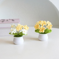 Bunga Rajut Mini Buatan Tangan, Bunga Forget-me-not Cantik dari Wol, Hadiah Natal, Hari Valentine, Hari Ibu, Bunga Crochet