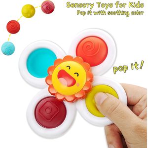 SKY-TOUCH 3pcs Sensory <b>Fidget</b> Toys for Toddlers 0-3 Years Strong Suction Cup <b>Spinner</b> for Stress Relief Pressable <b>Baby</b> Bathtub - Product Image 6