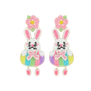 Pendientes de Conejito de Pascua Hechos a Mano con Cuentas de Semillas Variadas, Estilo Vintage, de Acero Inoxidable, con Clip de Mercurio, Joyería de Pascua - Product Image 2