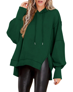 Sudadera con Capucha Extra Grande para <span class=keywords><strong>Mujer</strong></span>, Nueva Moda, Cómoda, de Manga Larga, Holgada, con Cordón Ajustable y Abertura Lateral, Informal, para Uso Diario - Product Image 3