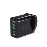 Chargeur mural rapide HNT 60W GaN 5 ports 3A+2C PD3.0 QC3.0 Adaptateur secteur USB C certifié CE UKCA avec prises EU/US/UK