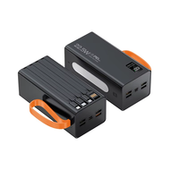 Power Bank Li-polymer Kapasitas Tinggi 50000mAh Pengisian Cepat 22.5W untuk Perjalanan Luar Ruangan, Charger Portabel dengan Kabel Bawaan dan Senter LED