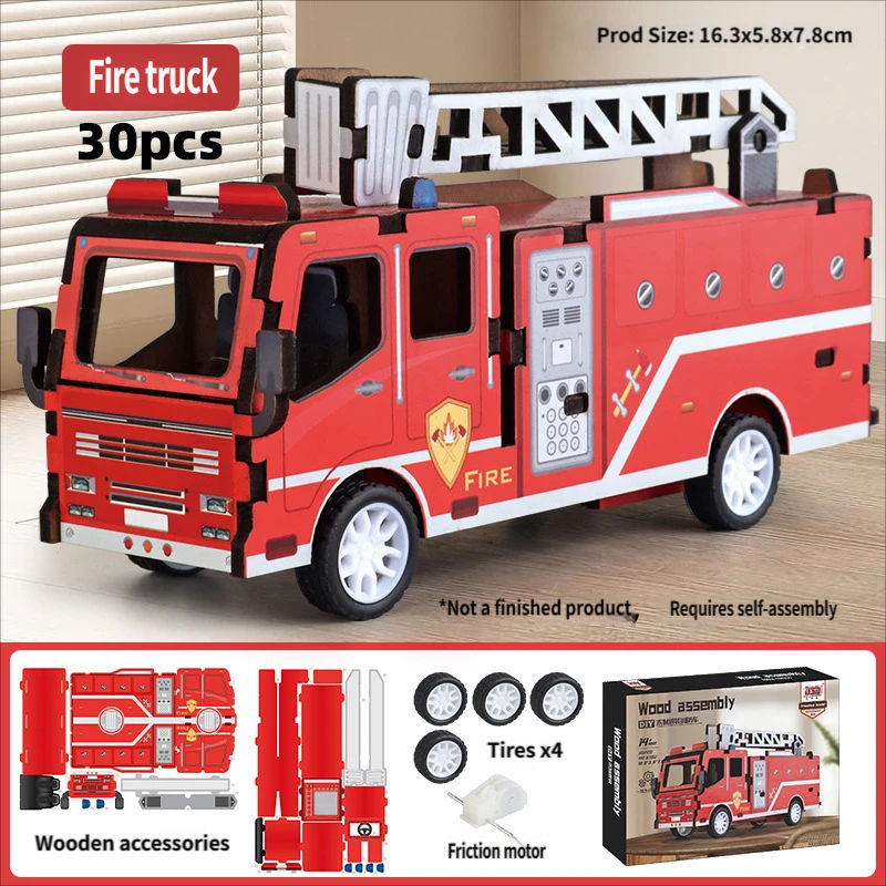 รถดับเพลิงแบบดึงถอยหลัง 30 ชิ้น [แพ็คกล่องสี]