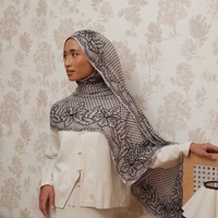 Hijab personnalisé en modal Vela, modèle tendance 2026, nouvelle collection, qualité supérieure, 100% coton modal, foulard musulman imprimé en modal avec dentelle