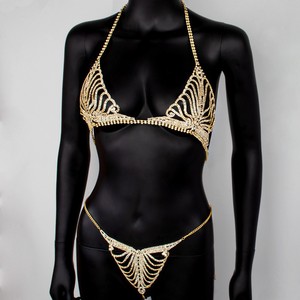 Cadena corporal sexy con incrustaciones de cristales y diamantes, cadena de diamantes de imitación para sujetador, tanga, cubierta decorativa para bikini - Product Image 5