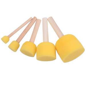 Nouvelle éponge jaune pinceau manche en bois peinture Graffiti enfants bricolage Doodle jouets éponge timbre brosse ensembles - Product Image 4