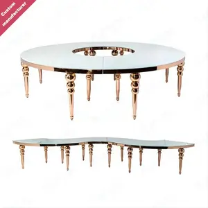 Tables de salle à manger table ronde nordique table à manger moderne en acier inoxydable tables de mariage en verre et en marbre pour événements hôteliers