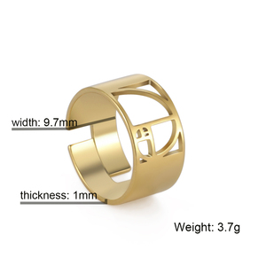 Anéis em Proporção Espiral de Fibonacci para Mulheres e Homens, Aço Inoxidável Ajustável, Geometria Matemática, Anel com Revestimento em Ouro PVD, Presentes de Joias - Product Image 5