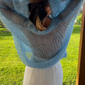 <span class=keywords><strong>Cardigan</strong></span> in maglia con maniche a lanterna in Mohair <span class=keywords><strong>fucsia</strong></span> (scollo a V ampio) lanterna ampia Casual al collo in Mohair - Product Image 5