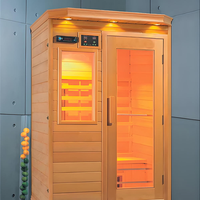 Sauna inframerah 2 orang, spektrum penuh terapi lampu merah uap kering keluarga Spa Log kabin Villa dalam ruangan menggunakan kualitas tinggi