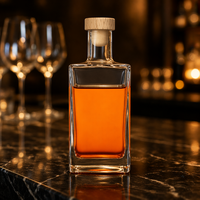 Botol Kaca Bentuk Kotak Extra Flint 700mL 750mL untuk Vodka Rum Gin Whiskey Tequila Brandy dengan Tutup Kaca - Promo!