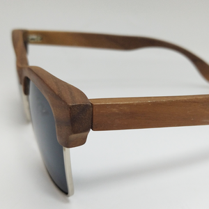 Lunettes de soleil en bois personnalisables, portables, demi-cerclées, monture en noyer, verres carrés, cadeaux de fête - Product Image 2