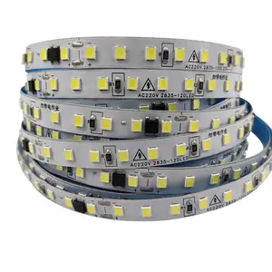 Grosir 2835 220V 12W/m 8mm 120LED/m 12LED/potongan tegangan tinggi tali fleksibel lampu strip