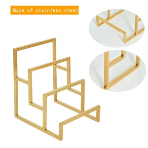 Kệ Trưng Bày Ví 3 Tầng Bằng Kim Loại, Tủ Đựng Ví Cầm Tay Màu Vàng Bóng, Giá Trưng Bày Dành Cho Cửa Hàng Boutique - Product Image 3