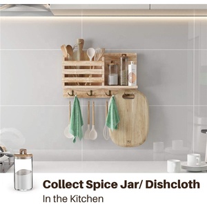 Porte-clé <span class=keywords><strong>mural</strong></span>, organisateur de clés, <span class=keywords><strong>support</strong></span> <span class=keywords><strong>mural</strong></span> avec 4 crochets Double, étagère flottante, porte-clé en bois décoratif rustique pour l'entrée - Product Image 6