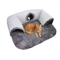 Nouveau matelas et tunnel pour chat en polyester, jouet à rouler sur le sol, lit pour chat détachable et lavable, jeu de cache-cache en forme de U, toutes saisons