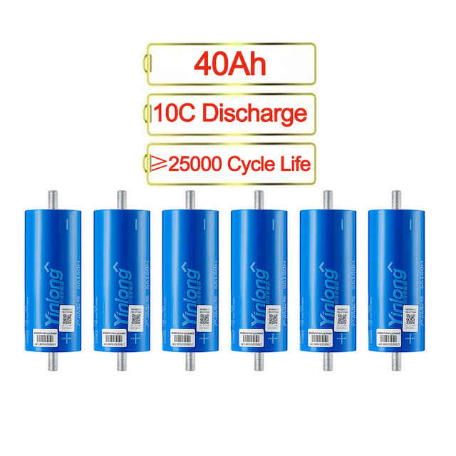 Yinlong 40Ah 35Ah 30Ah 45Ah 66160 LTO 2.3V Cell Lithium Titanate Battery 25000 Cycles 10C Max Discharge Blue -40~60