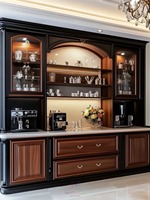 Buffet Modulaire Bicolore Noir Mat en Noyer Écologique, Design Européen pour Cuisine, Salle à Manger, Bar Domestique, Meubles de Rangement, Villas