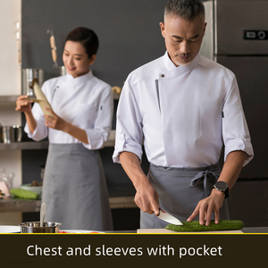 Manteau de chef personnalisé à manches longues, respirant, veste d'uniforme de restaurant, vestes de chef de cuisine pour hommes et femmes - Product Image 4