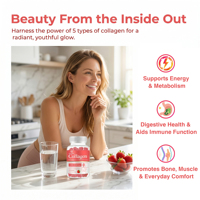 Gummies de biotine et de collagène Qbioflex, directement de l'usine, pour éclaircir le teint, multivitamines, saveur fraise