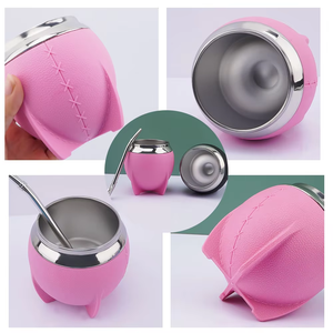 Ensemble de <span class=keywords><strong>gourde</strong></span> à yerba mate de 280 ml (9,4 oz) avec <span class=keywords><strong>paille</strong></span> en acier inoxydable et tasse à yerba mate en cuir fait main - Product Image 6