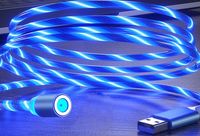 Cable USB 3 en 1, Cable de carga magnética con luz LED fluida Visible para varios teléfonos inteligentes y tabletas tipo C/Micro USB