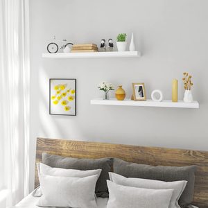 Mensola a Muro a Due Livelli in MDF Bianco, Set di 2 Pezzi per Cucina, Bagno e Soggiorno - Product Image 4
