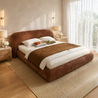 Lit Cadre Rembourré Nordique Luxe Léger, Design Moderne Simple pour Petits Appartements, Double Lit Principal en Mousse, Meuble de Maison Individuel