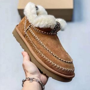 Botas de Nieve de Invierno de Piel de Oveja de Marca de Diseñador de Lujo de Alta Calidad para Mujer, Parte Superior de Cuero Genuino, Suela de Goma, Botas de Suela Gruesa - Product Image 4