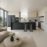Îlot de cuisine et salle à manger intégrés de luxe moderne, mobilier sur mesure pour toute la maison, idéal pour la rénovation résidentielle et les projets immobiliers