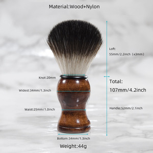 Pinceau à raser humide pour homme ZY, nylon synthétique, peau sensible, outil professionnel de barbier pour savon et crème à raser humide, manche en bois - Product Image 6